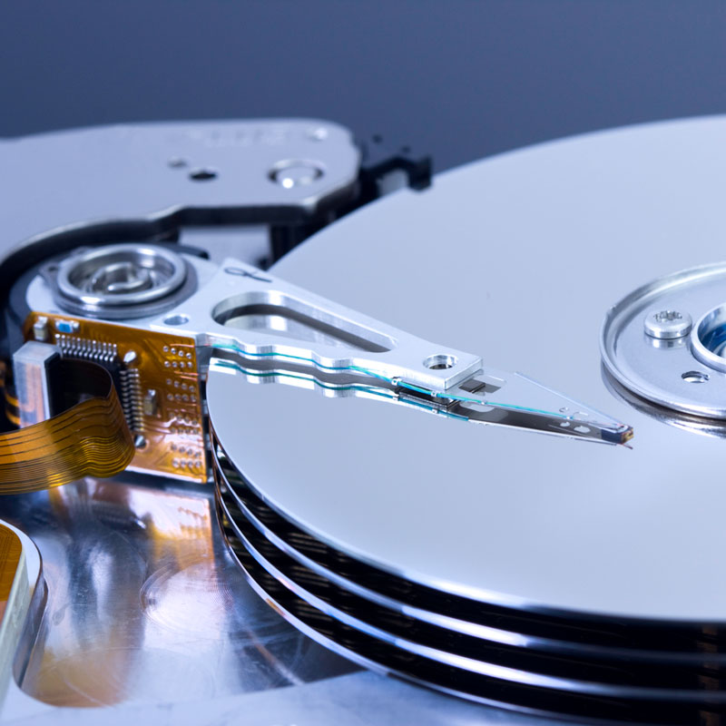 Part of an open hard disk