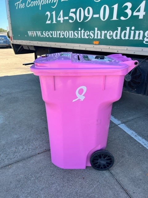 Susan G Komen pink recycle bin