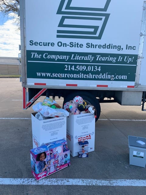 Toys for Tots shred event donations