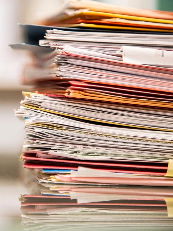 Stack of Documents prepared for safe shredding in Dallas-Forth Worth, TX