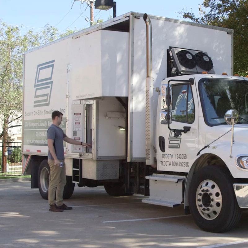White Shredding Truck ready for service in Dallas-Forth Worth, TX